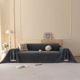 Embossed Leaf Pattern Couch Cover Throw Blanket, Japandi Furniture Cover Protector - Ornate Home