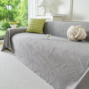 Embossed Leaf Pattern Sofa Cover Blanket for Couch, Soft Cooling Textured Couch Cover - Ornate Home