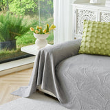 Embossed Leaf Pattern Sofa Cover Blanket for Couch, Soft Cooling Textured Couch Cover - Ornate Home
