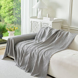 Embossed Leaf Pattern Sofa Cover Blanket for Couch, Soft Cooling Textured Couch Cover - Ornate Home