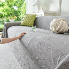 Embossed Leaf Pattern Sofa Cover Blanket for Couch, Soft Cooling Textured Couch Cover - Ornate Home
