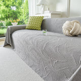 Embossed Leaf Pattern Sofa Cover Blanket for Couch, Soft Cooling Textured Couch Cover - Ornate Home
