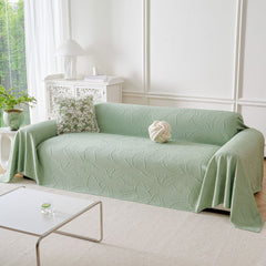 Embossed Leaf Pattern Sofa Cover Blanket for Couch, Soft Cooling Textured Couch Cover - Ornate Home