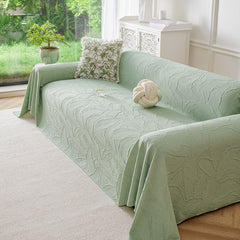 Embossed Leaf Pattern Sofa Cover Blanket for Couch, Soft Cooling Textured Couch Cover - Ornate Home