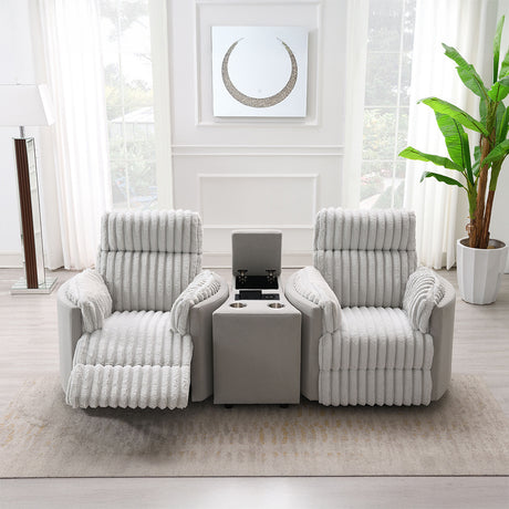 Emee Gray Corduroy Console w/USB - Ornate Home