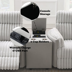 Emee Gray Corduroy Console w/USB - Ornate Home