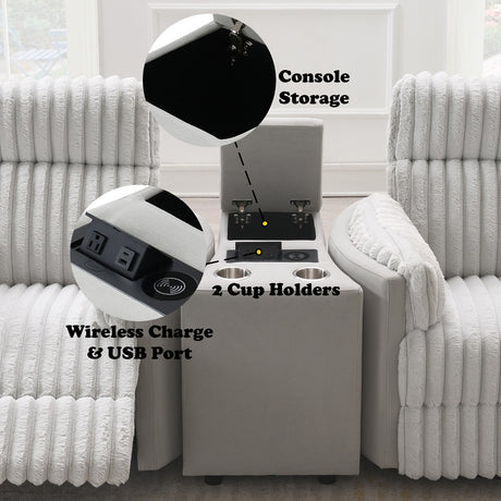 Emee Gray Corduroy Console w/USB - Ornate Home