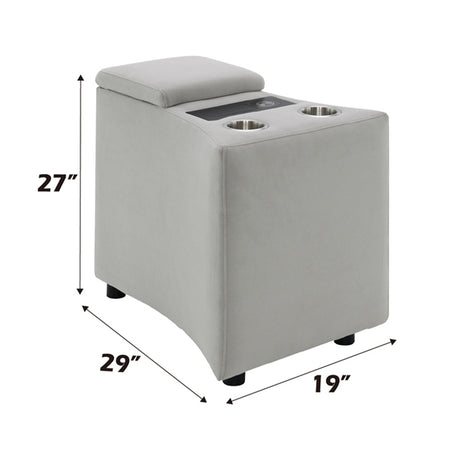 Emee Gray Corduroy Console w/USB - Ornate Home