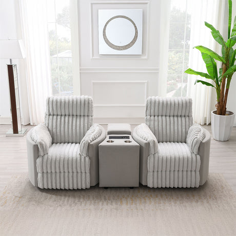 Emee Gray Corduroy Console w/USB - Ornate Home