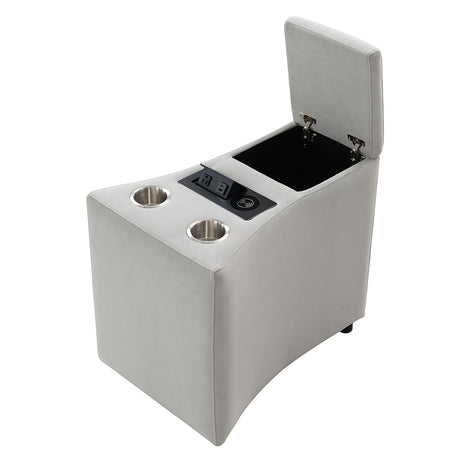 Emee Gray Corduroy Console w/USB - Ornate Home