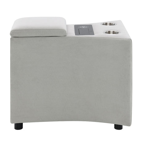 Emee Gray Corduroy Console w/USB - Ornate Home