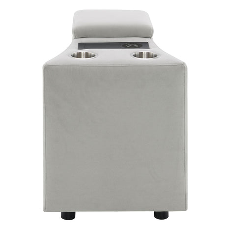 Emee Gray Corduroy Console w/USB - Ornate Home