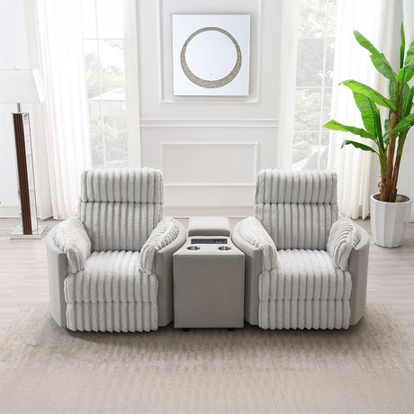 Emee Gray Corduroy Glider Recliner W/Swivel - Ornate Home