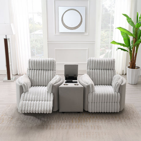 Emee Gray Corduroy Glider Recliner W/Swivel - Ornate Home