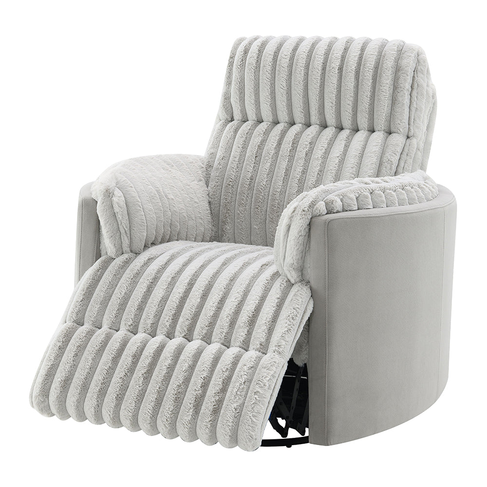 Emee Gray Corduroy Glider Recliner W/Swivel - Ornate Home