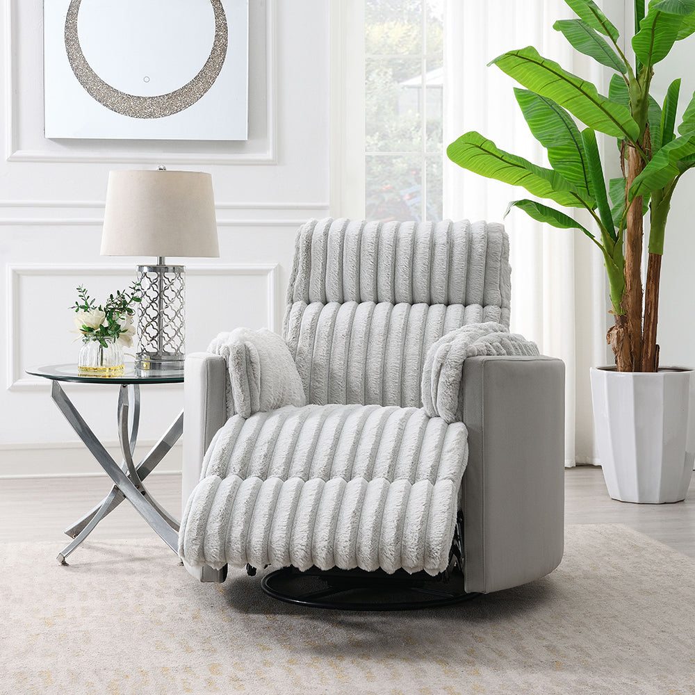 Emee Gray Corduroy Glider Recliner W/Swivel - Ornate Home