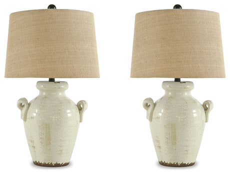Emelda Cream Table Lamp (Set of 2) - Ornate Home