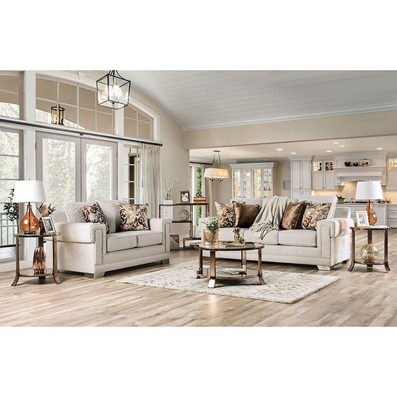 Emely Light Gray/Gold Loveseat - Ornate Home