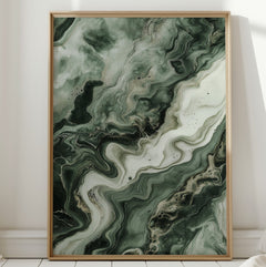 "Emerald Dreams" - Abstract Green Marble Art Print - Ornate Home