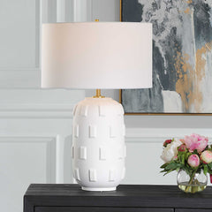 Emerie Textured White Table Lamp - Ornate Home