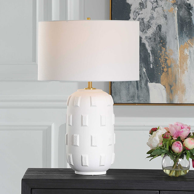 Emerie Textured White Table Lamp - Ornate Home