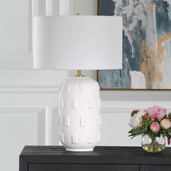 Emerie Textured White Table Lamp - Ornate Home