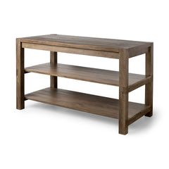 Emeril Brown Solid Wood Two-Tier Smooth Counter Top Kitchen Island - Ornate Home
