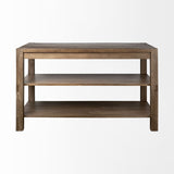 Emeril Brown Solid Wood Two-Tier Smooth Counter Top Kitchen Island - Ornate Home