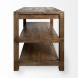 Emeril Brown Solid Wood Two-Tier Smooth Counter Top Kitchen Island - Ornate Home
