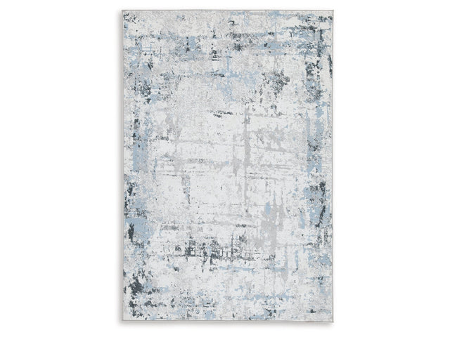 Emertonly Blue/White/Gray Washable Medium Rug - Ornate Home