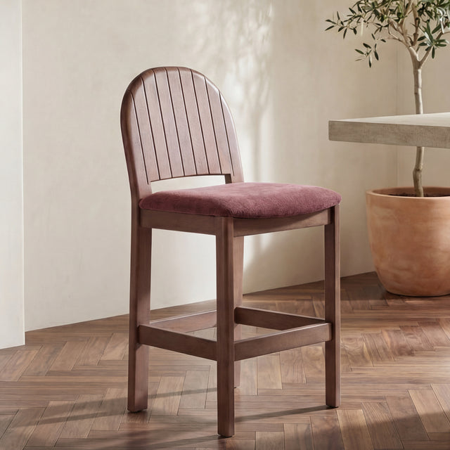 Emil Berry/Natural Walnut Counter Stool - Ornate Home