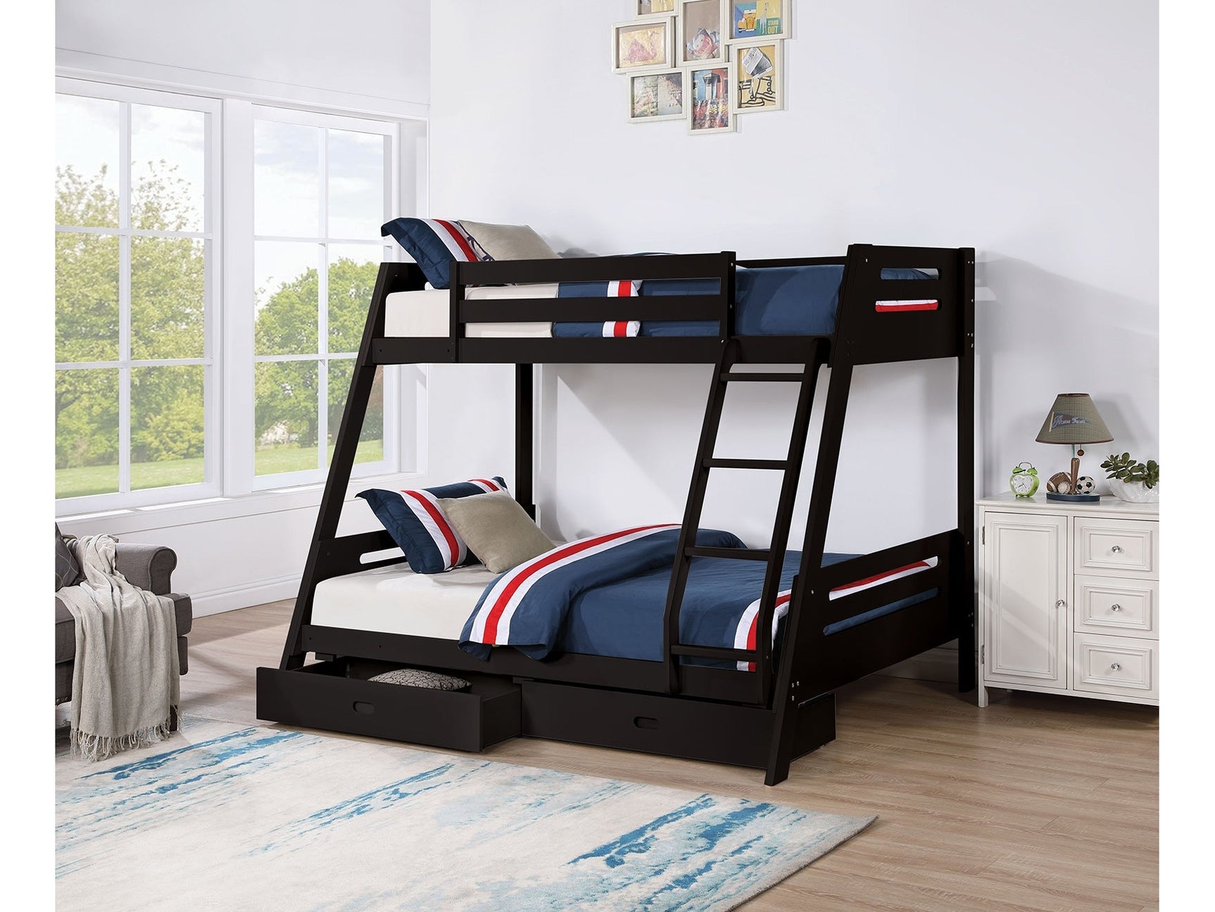Emilee Black Twin/Full Bunk Bed - Ornate Home