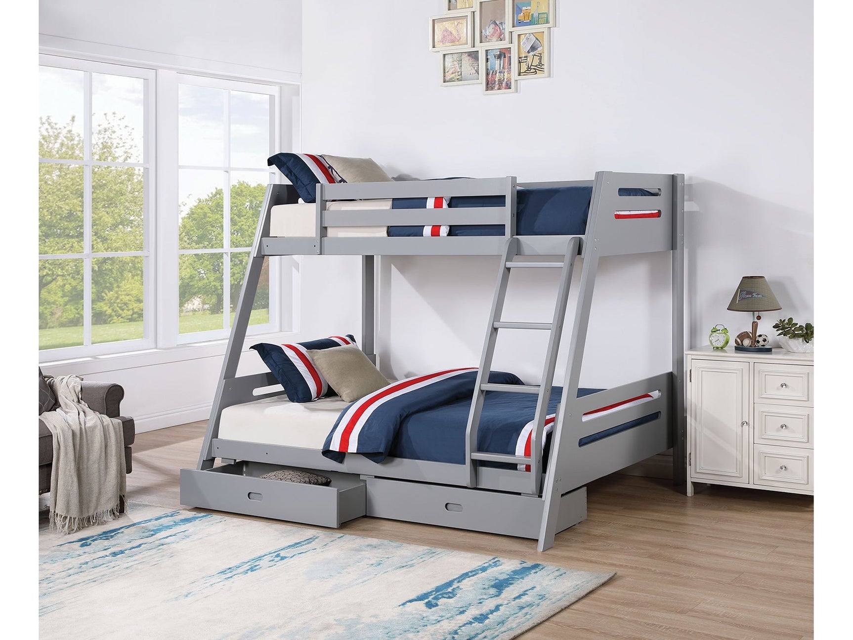 Emilee Gray Twin/Full Bunk Bed - Ornate Home