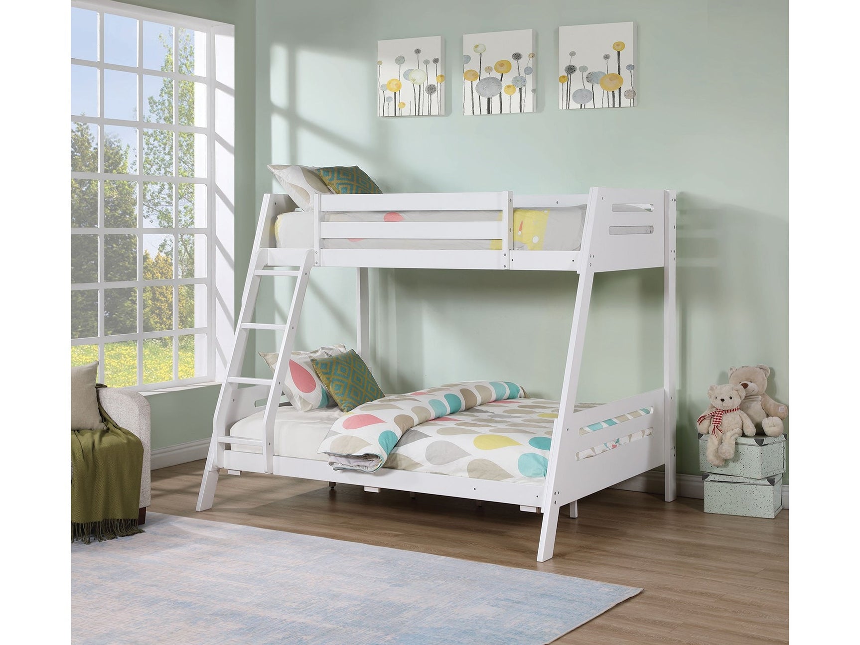 Emilee White Twin/Full Bunk Bed - Ornate Home
