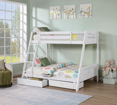 Emilee White Twin/Full Bunk Bed - Ornate Home