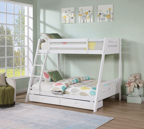 Emilee White Twin/Full Bunk Bed - Ornate Home