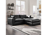 Emilia Black Leather 2pc Modular Sectional Loveseat (Online Special Price) - Ornate Home