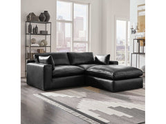 Emilia Black Leather 2pc Modular Sectional Loveseat - Ornate Home