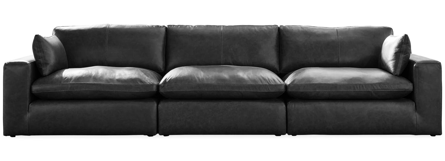 Emilia Black Leather 3pc Modular Sectional Sofa (Online Special Price) - Ornate Home