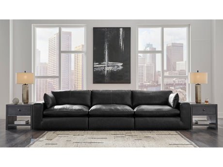Emilia Black Leather 3pc Modular Sectional Sofa - Ornate Home