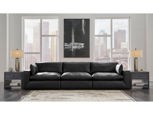 Emilia Black Leather 3pc Modular Sectional Sofa - Ornate Home
