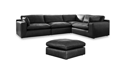 Emilia Black Leather 4pc Modular Sectional Sofa (Online Special Price) - Ornate Home