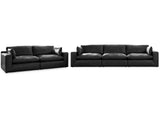 Emilia Black Leather 5pc Modular Sectional Living Room Set (Online Special Price) - Ornate Home