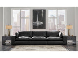 Emilia Black Leather 5pc Modular Sectional Living Room Set (Online Special Price) - Ornate Home