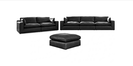 Emilia Black Leather 5pc Modular Sectional Living Room Set (Online Special Price) - Ornate Home