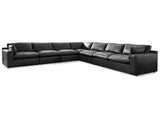 Emilia Black Leather 7pc Modular Sectional - Ornate Home