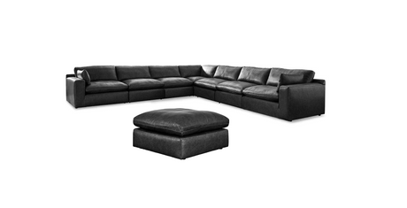 Emilia Black Leather 7pc Modular Sectional - Ornate Home