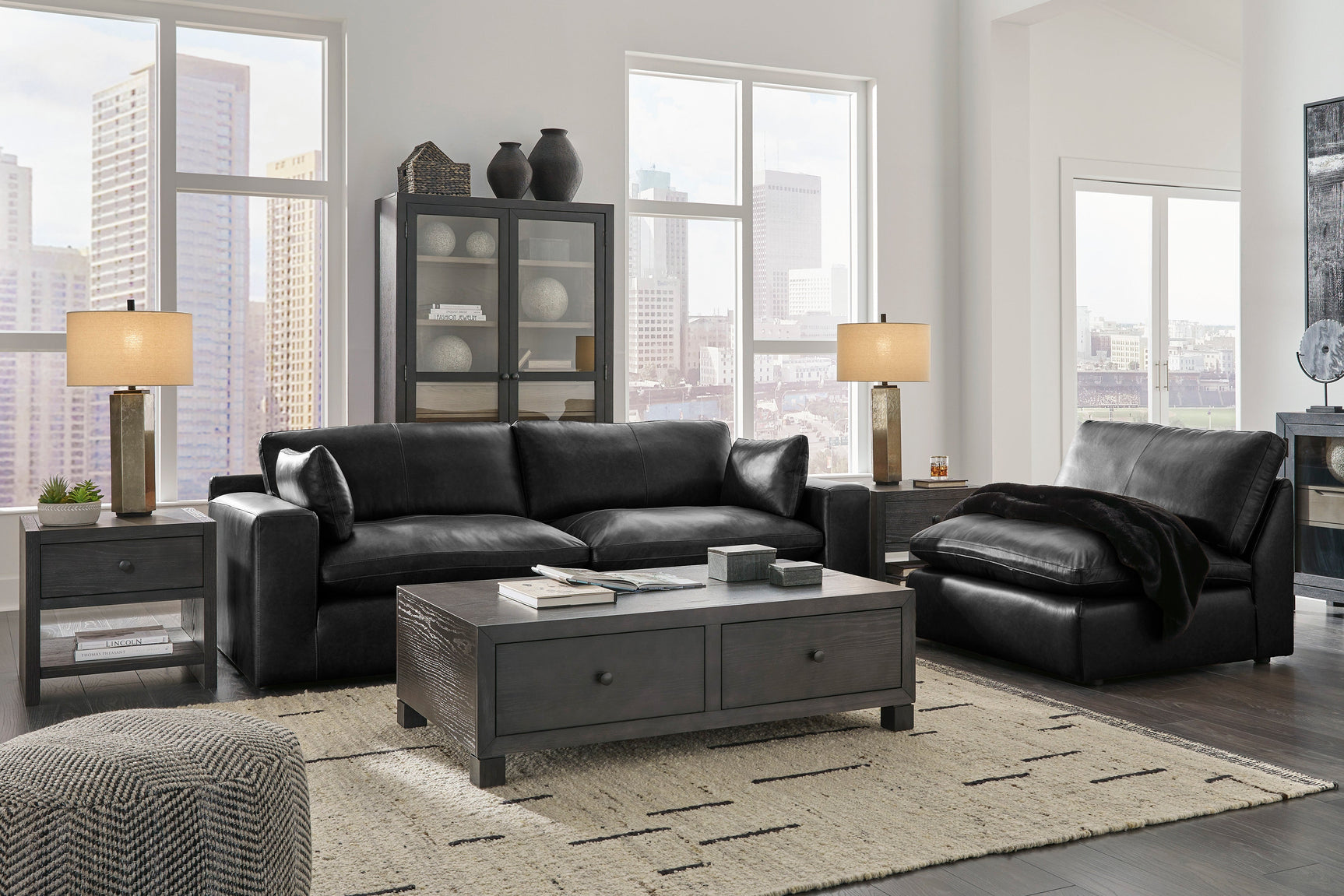 Emilia Black Leather Modular Sectional Units / Create your own Style (Online Special Price) - Ornate Home