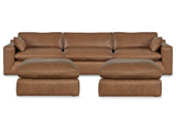 Emilia Caramel 3-Piece Sectional and 2 Ottomans (Online Special Price) - Ornate Home