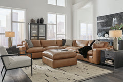 Emilia Caramel 5-Piece Sectional and Ottoman - Ornate Home